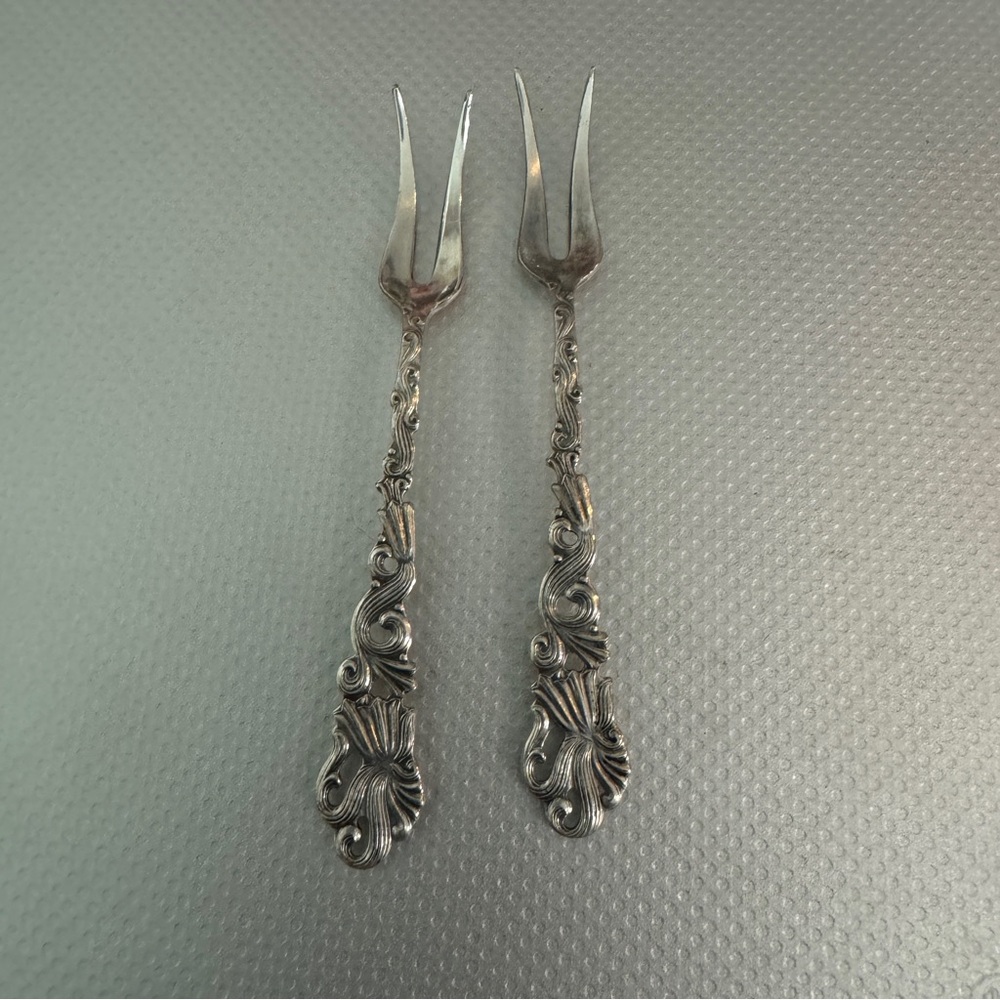 Vintage Art Nouveau Silver plate Serving Forks Hallmarked Nils Johan Sweden